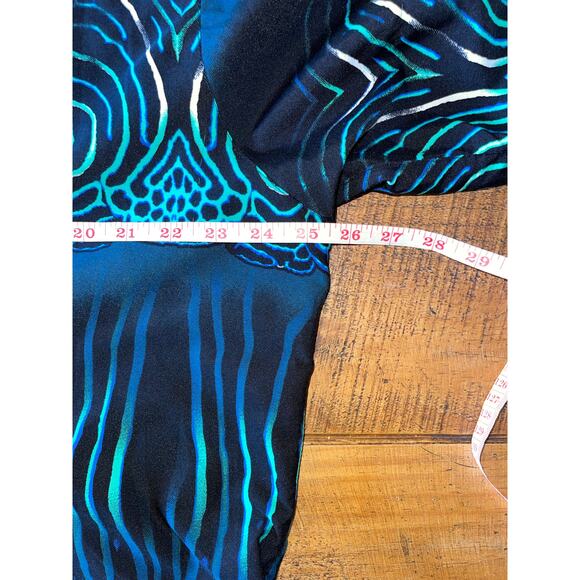 Womens W118 by Walter Baker Blue Green Abstract 1/2 Button Down Blouse Size M - Picture 8 of 8